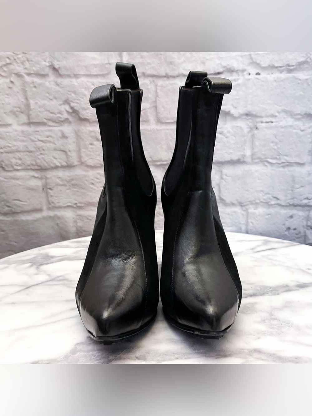 John Fluevog Fast Cars Le Mans Platform Chelsea Boots Black 8 EUC - Picture 4 of 12